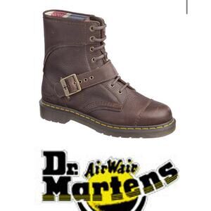 Dr Martens Triumph 1460 Dark Brown with strap and buckle size 7 ladies